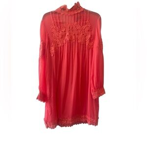 Trish Scully shift mini dress embroidery lace romantic whimsical aesthetic Sz 10